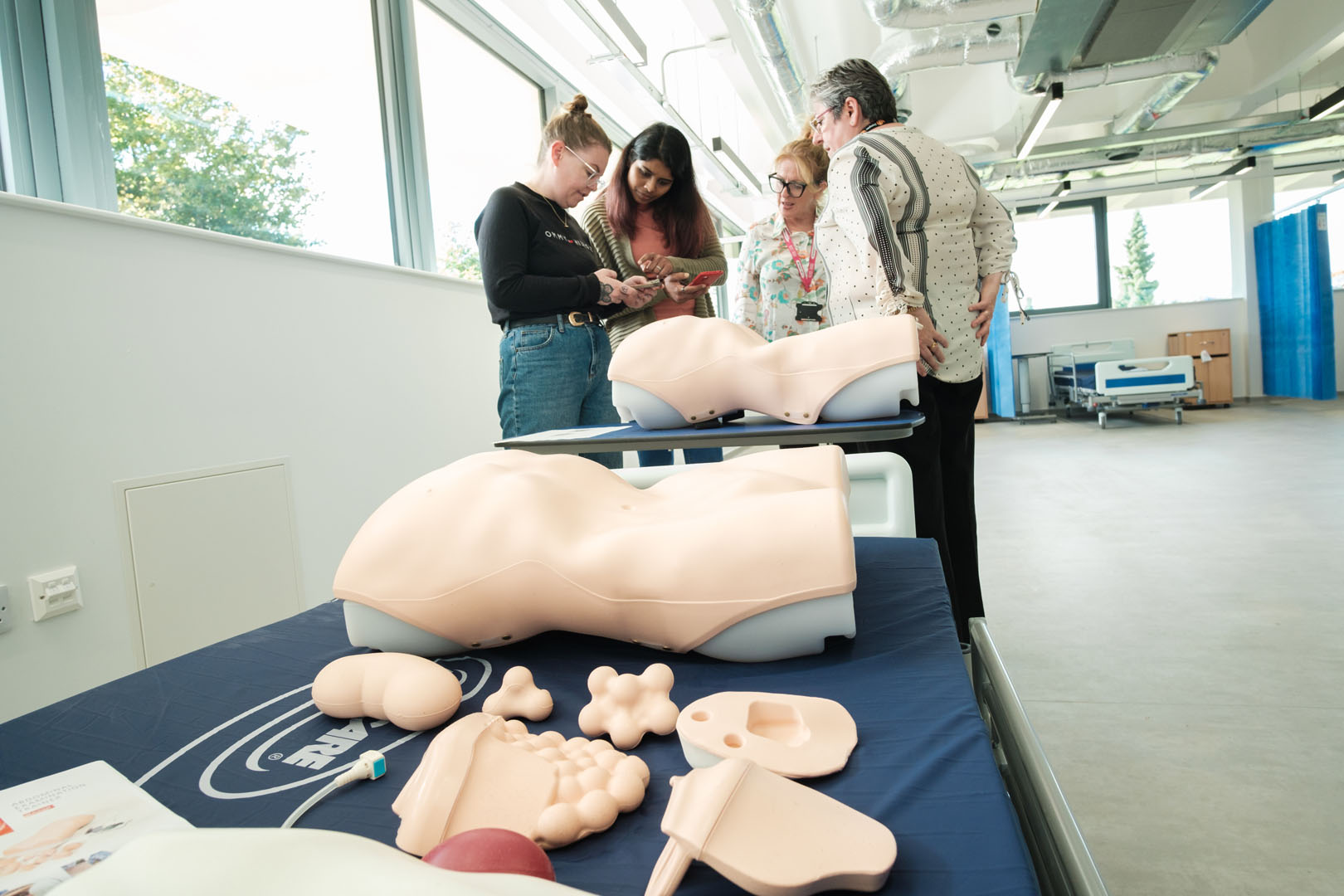 Array of mock body parts for medical study